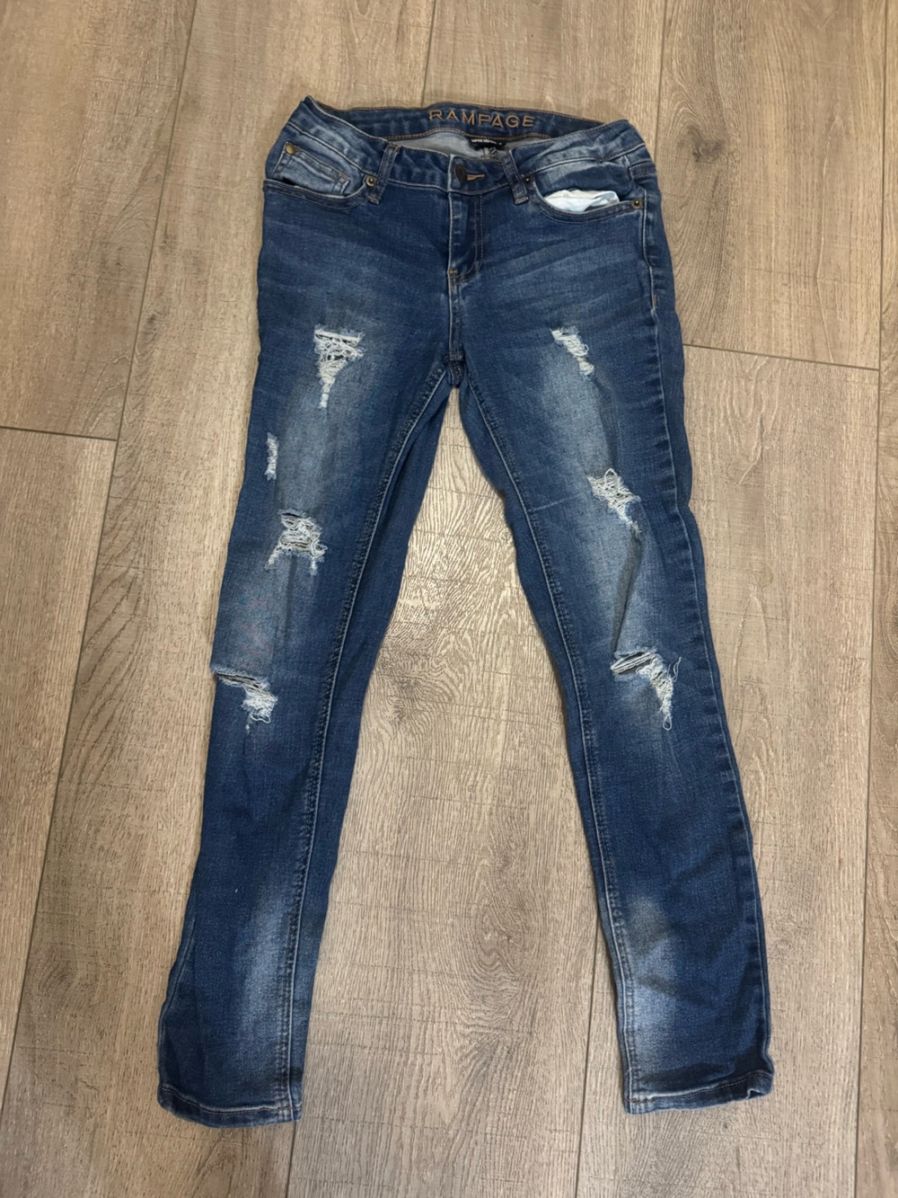 Rampage Men’s Skinny Distressed Dark Blue Jeans